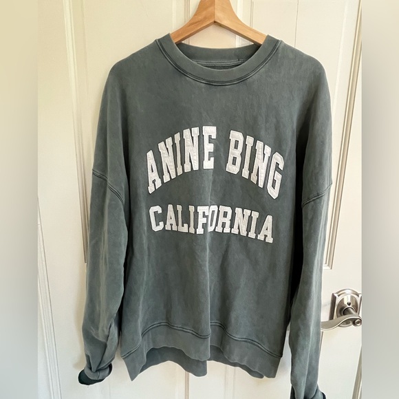 ANINE BING Miles Sweatshirt | washed dark sage | L - Picture 5 of 7